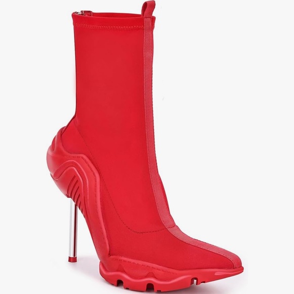 Womens High Heel Ankle Boots Pointed Toe Stiletto Boots - Picture 4 of 5